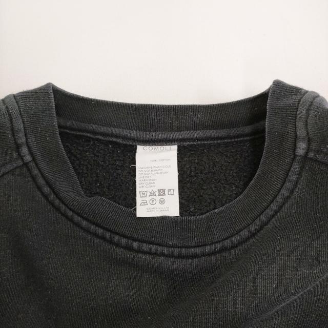 COMOLI コットン吊裏毛 クルーネック サイズ1 V01-05002 スウェット ブラック メンズ コモリ【中古】6-0328M♪_2