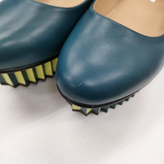 ISSEY MIYAKE/UNITED NUDE WAVE ベルテッドシューズ 38 パンプス ブルーグリーン レディース イッセイミヤケ/ユナイテッドヌード【中古】5-0731G♪ ISSEY MIYAKE/UNITED NUDE WAVE ベルテッドシューズ 38 パンプス