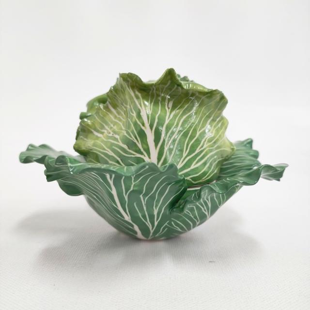 DIDIER GARDILLOU キャベツ PORCELAIN CABBAGE FORM BOX AND COVERS 陶器 皿 グリーン【中古】5-1228G♪_1
