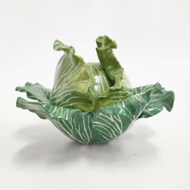 DIDIER GARDILLOU キャベツ PORCELAIN CABBAGE FORM BOX AND COVERS 陶器 皿 グリーン【中古】5-1228G♪_2