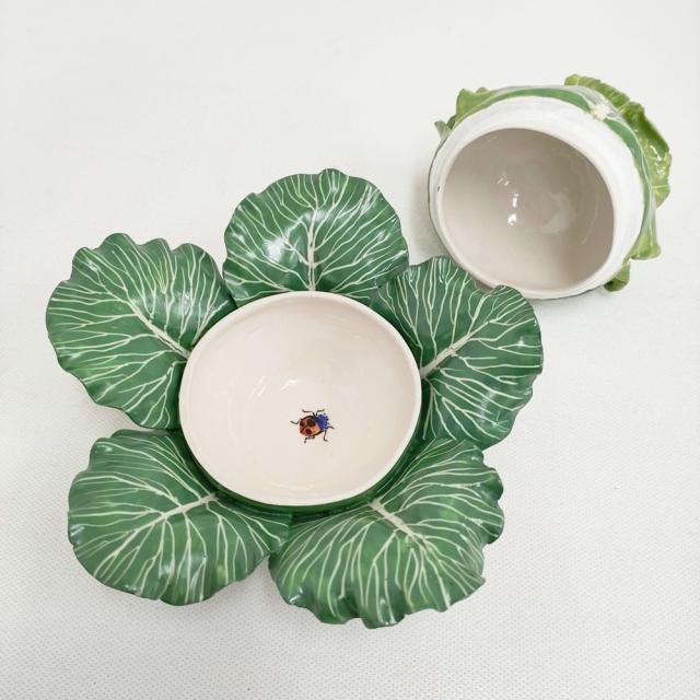 DIDIER GARDILLOU キャベツ PORCELAIN CABBAGE FORM BOX AND COVERS 陶器 皿 グリーン【中古】5-1228G♪_3
