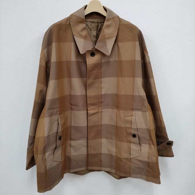 Graphpaper 新品未使用品 Check Gabardine Oversized Short Coat GM211-10057 21SS サイズ2 ショートコート ブルゾン ブラウ