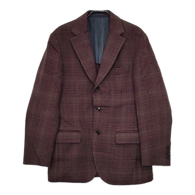 Massimo Piombo ウール 3B チェック イタリア製 テーラードジャケット ワインレッド メンズ マッシモピオンボ【中古】5-0927T∞