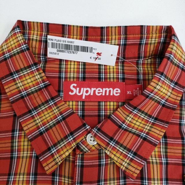Supreme 新品タグ付き Plaid Short-Sleeve Shirt サイズXL SS25S12 チェック 半袖シャツ 25SS レッド メンズ シュプリーム【中古】5-1219S♪_2