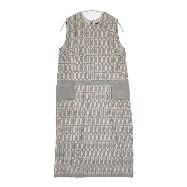 mina perhonen grass window 刺繍 ra3005 ウールノースリーブドレス ワンピース グレー レディース ミナペルホネン【中古】5-1116T∞