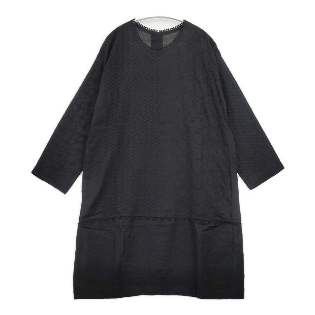 Haat ISSEY MIYAKE HA41FT638 刺繍 キュプラウール インナー付き ワンピース ブラック レディース ハートイッセイミヤケ【中古】6-0502M∞
