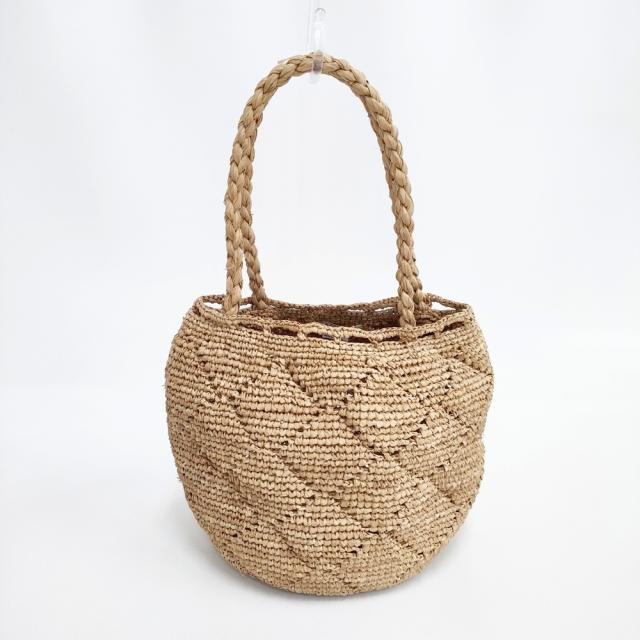 NORO MADRAGUE DAMIER M ラフィア トートバッグ ベージュ レディース ノロ【中古】6-0425M◎