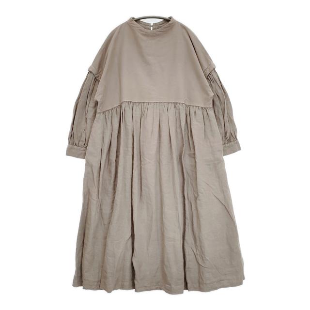 nest Robe コットンモールスキンリネン切替え御召しもの 01203-1063 ギャザー 衣装 グレージュ レディース ネスト衣装【中古】6-0317M♪