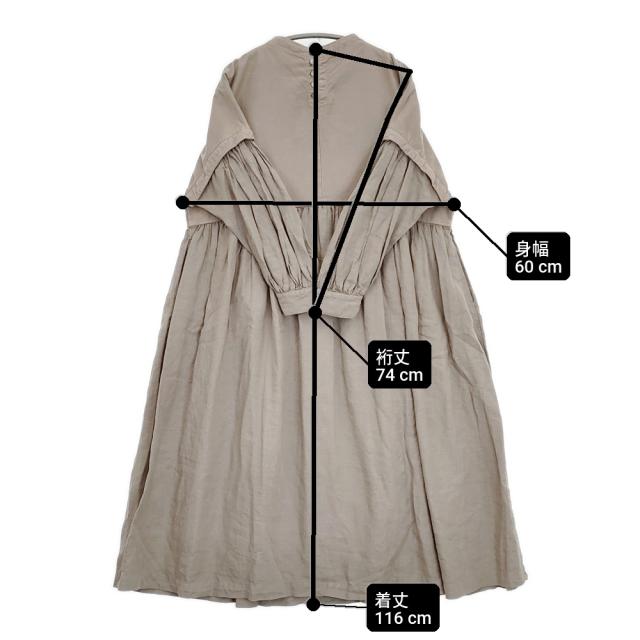 nest Robe コットンモールスキンリネン切替え御召しもの 01203-1063 ギャザー 衣装 グレージュ レディース ネスト衣装【中古】6-0317M♪
