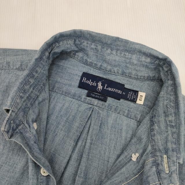 RALPH LAUREN BIG FIT ポケット付き BDシャツ ボタンダウン サイズM 長袖シャツ ライトブルー メンズ ラルフローレン【中古】6-0320M♪_2