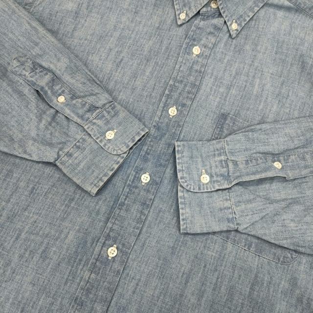 RALPH LAUREN BIG FIT ポケット付き BDシャツ ボタンダウン サイズM 長袖シャツ ライトブルー メンズ ラルフローレン【中古】6-0320M♪_3