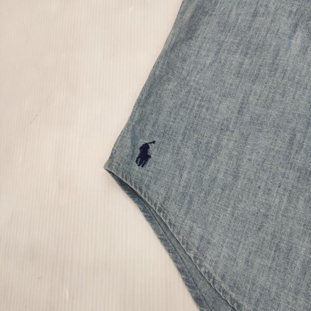 RALPH LAUREN BIG FIT ポケット付き BDシャツ ボタンダウン サイズM 長袖シャツ ライトブルー メンズ ラルフローレン【中古】6-0320M♪_4