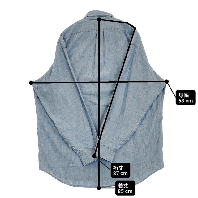 RALPH LAUREN BIG FIT ポケット付き BDシャツ ボタンダウン サイズM 長袖シャツ ライトブルー メンズ ラルフローレン【中古】6-0320M♪_5