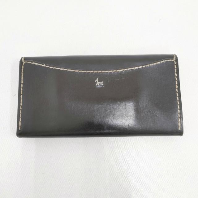 HENRY CUIR ロングウォレット レザー 革 犬 刺繍 長財布 ブラック レディース アンリークイール【中古】6-0318G◎ 19,173円