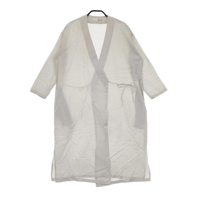 evam eva E223T039 コットンシルク ボタニカルダイ 定価44000円 ローブ コート ライトグレー レディース エヴァムエヴァ【中古】5-0310M△