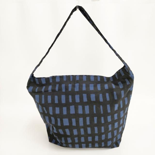 mina perhonen sora check ボディバッグ大 La9432 ショルダーバッグ ネイビー ブルー レディース ミナペルホネン【中古】5-1027T◎