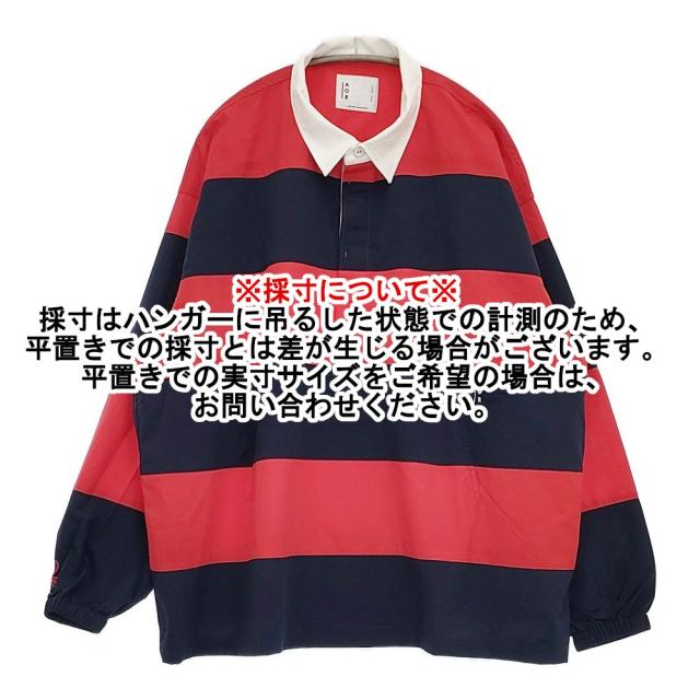 ADULT ORIENTED ROBES Rugby AOR ナイロンシャツ ワイドボーダー 10-12410408 長袖シャツ レッド ネイビー メンズ アダルトオリエンテッドローブス【中古】6-0222M♪_6