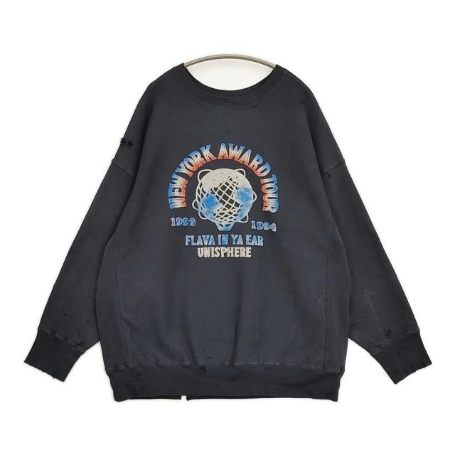 BOWWOW UNISPHERE SWEATSHIRTS ダメージ加工 サイズXL スウェット ブラック メンズ バウワウ【中古】6-0109M♪