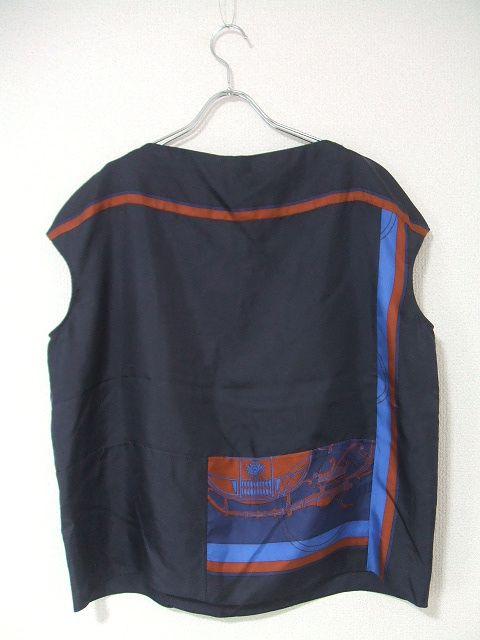 HERMES/シルク/ノースリーブブラウス/エルメス/ネイビー/サイズ40【中古】【レディース】1-0714S▲_1
