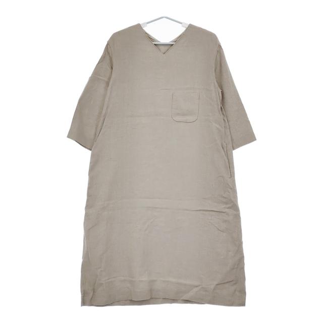 ゴーシュ G181-E007 スパンシルクリネンワンピース サイズ2 Vネック ワンピース ベージュ レディース ゴーシュ【中古】5-0328M♪