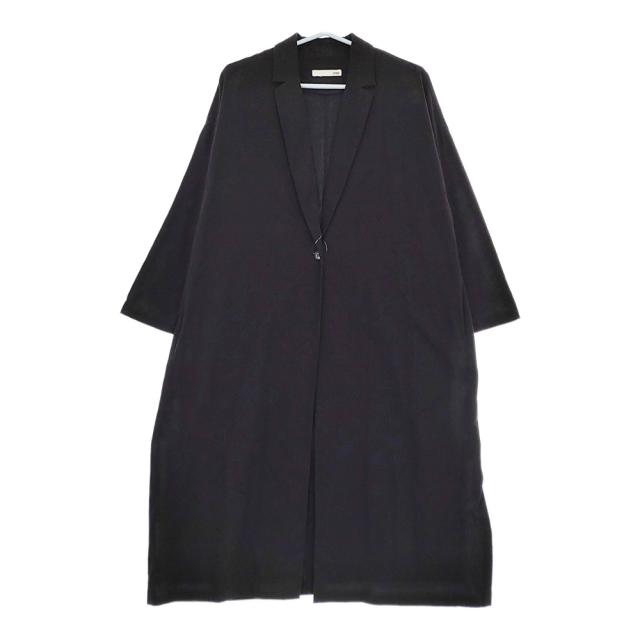 evam eva E211T006 tailored jacket ロングジャケット サイズ2 定価38500円 コート ブラック レディース エヴァムエヴァ【中古】5-0328M♪