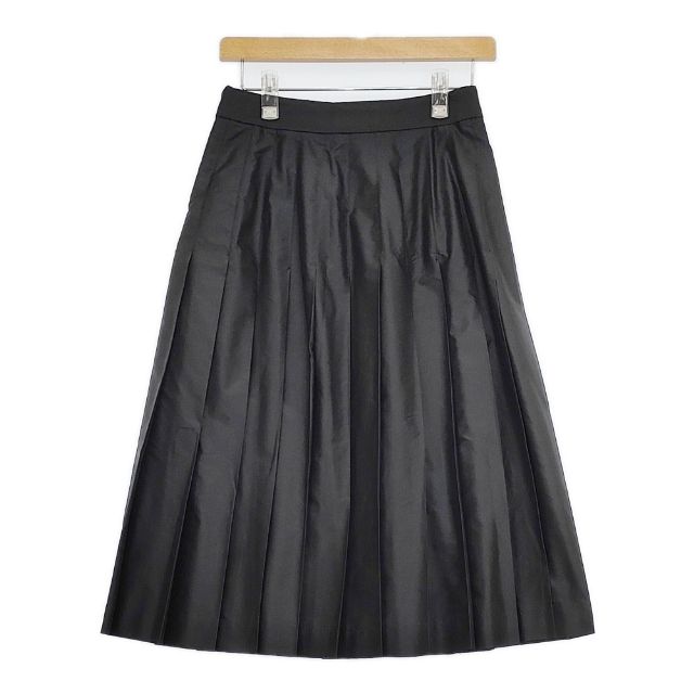MARGARET HOWELL SILK POLYESTER 578-8232004 アコーディオンプリーツ スカート ブラック レディース マーガレットハウエル【中古】5-0901M∞_1