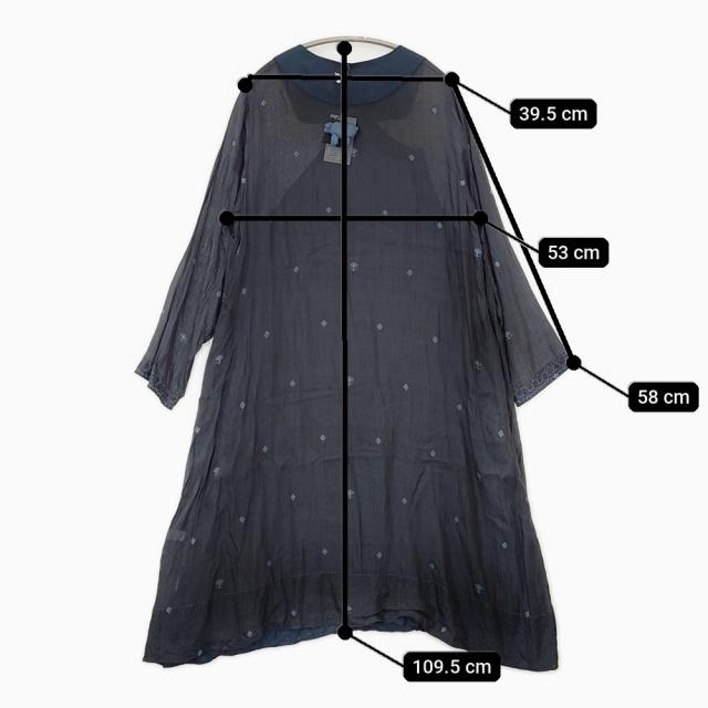 maku textiles シルクコットン インディゴ染め カシュクール 92224 BIZEN-488 ワンピース ネイビー マクテキスタイルズ【中古】5-1021M△ maku textiles シルクコットン インディゴ染め カシュクール 92224