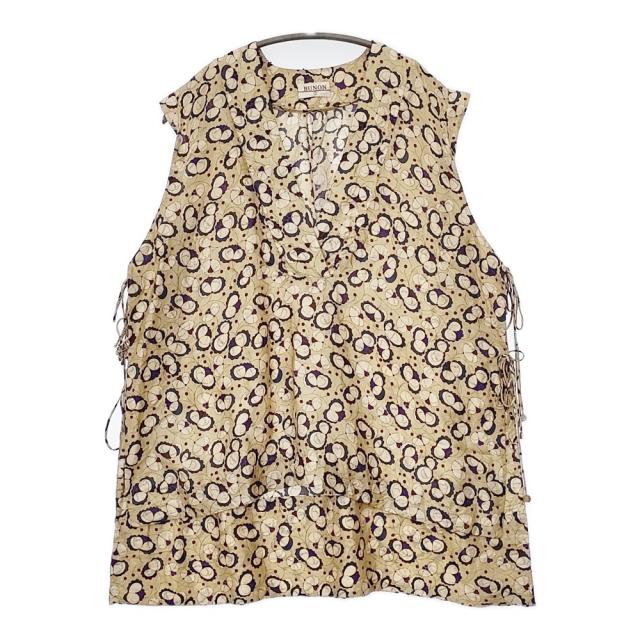 BUNON BN9006 シルク フラワーエンブロイダリーVネックベスト 定価35200円 ブラウス シャツ ベージュ レディース ブノン【中古】5-1021S△