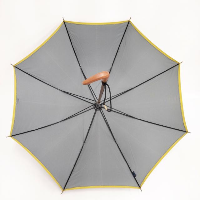 イイダ傘店 晴雨兼用 65cm オーダーメイド品 長傘 無地 傘 グレー イエロー レディース イイダ傘店【中古】5-1021G◎ イイダ傘店 晴雨兼用 65cm オーダーメイド品 長傘 無地 傘 グレー