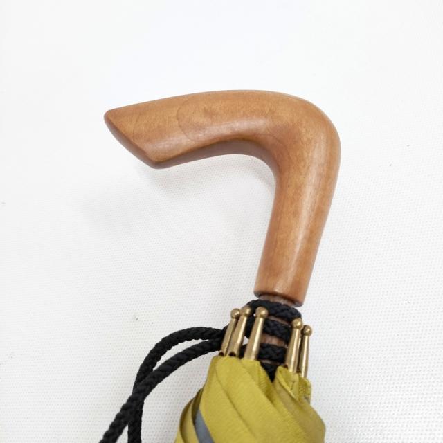 イイダ傘店 晴雨兼用 65cm オーダーメイド品 長傘 無地 傘 グレー イエロー レディース イイダ傘店【中古】5-1021G◎ イイダ傘店 晴雨兼用 65cm オーダーメイド品 長傘 無地 傘 グレー