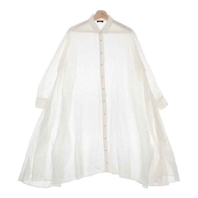 R&D.M.Co- LINEN HEMP GAUZE DRAPE LONG SHIRT チュニック ワンピース ホワイト レディース オールドマンズテーラー【中古】5-0131M♪