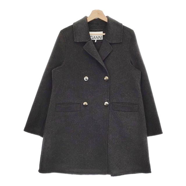 GANNI Wool Midi Jacket ウールミディジャケット F8505 定価78100円 チェスターコート 23AW チャコールグレー レディース ガニー【中古】5-0131A♪の通販は