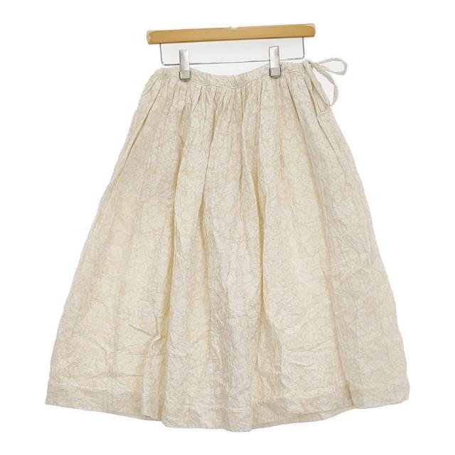R&D.M.Co- ジャガードワイルドベリー ギャザースカート wild berry ベージュ ホワイト レディース オールドマンズテーラー【中古】5-0902M♪