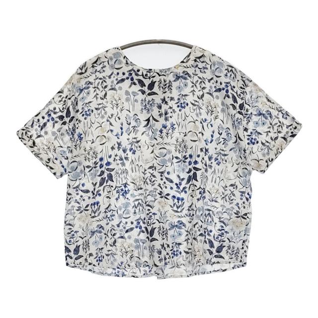 Pal’las Palace ガーゼ花巡り柄 5分袖プルオーバーシャツ サイズ2 ブラウス 25SS ホワイト ブルー レディース パラスパレス【中古】5-0902S♪