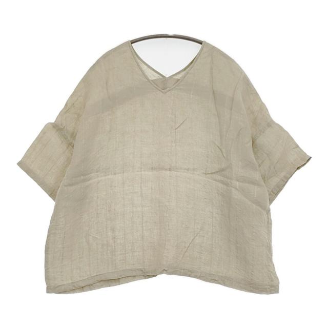 evam eva linen stitches pullover 定価26400円 E251T172 サイズM ブラウス シャツ グレージュ レディース エヴァムエヴァ【中古】5-0902S♪