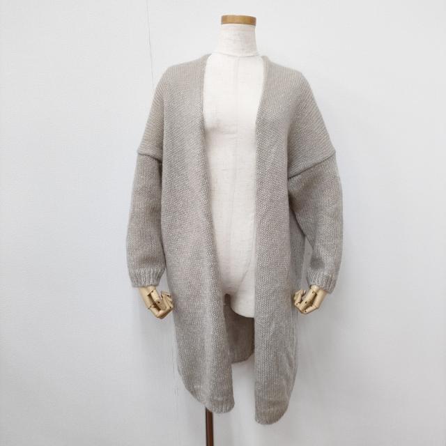 evam eva mohair silk robe モヘアシルクローブ羽織 定価33000円 カーディガン ライトグレー レディース エヴァムエヴァ【中古】5-1211T◎