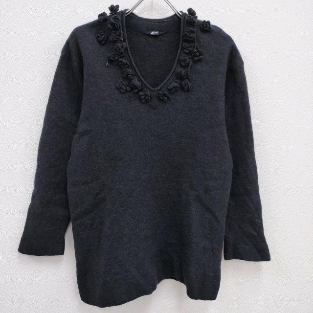 45R フロートニットワンピース ノースリーブ 縮絨 オレンジ S