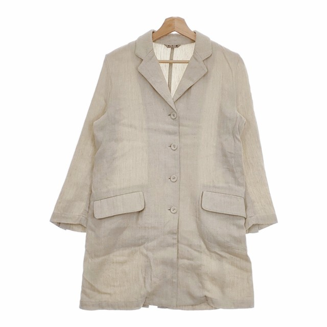 fog linen work ヘリンボーン リネンウール リトアニア製 コート ライトベージュ レディース フォグリネンワーク【中古】4-1123T△の通販は 6,603円