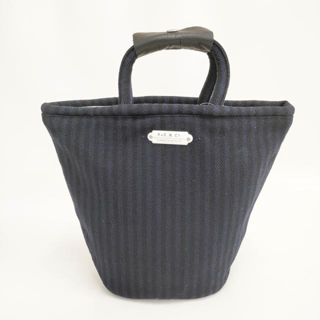 R&D.M.Co- ウールストライプ マルシェバッグ トートバッグ ブラック ネイビー レディース オールドマンズテーラー【中古】5-0925T◎