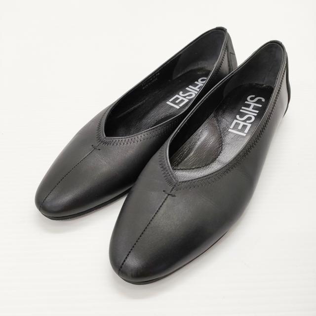 Cisei フラットレザーパンプス Vカット サイズ36 パンプス ブラック レディース シセイ【中古】5-0717G◎