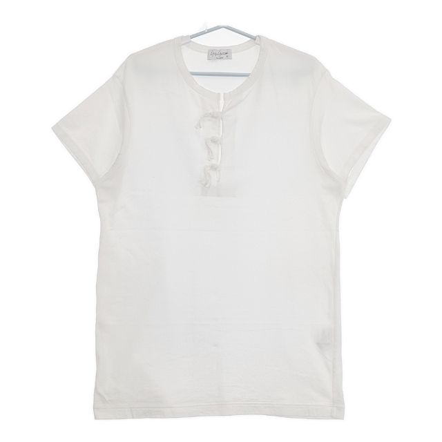 Yohji Yamamoto POUR HOMME 釈迦ボタンヘンリー 定価30800円 HD-T25-080 半袖Ｔシャツ カットソー 21SS ホワイト メンズ ヨウジヤマモトプールオム【中古】5-0623S∞