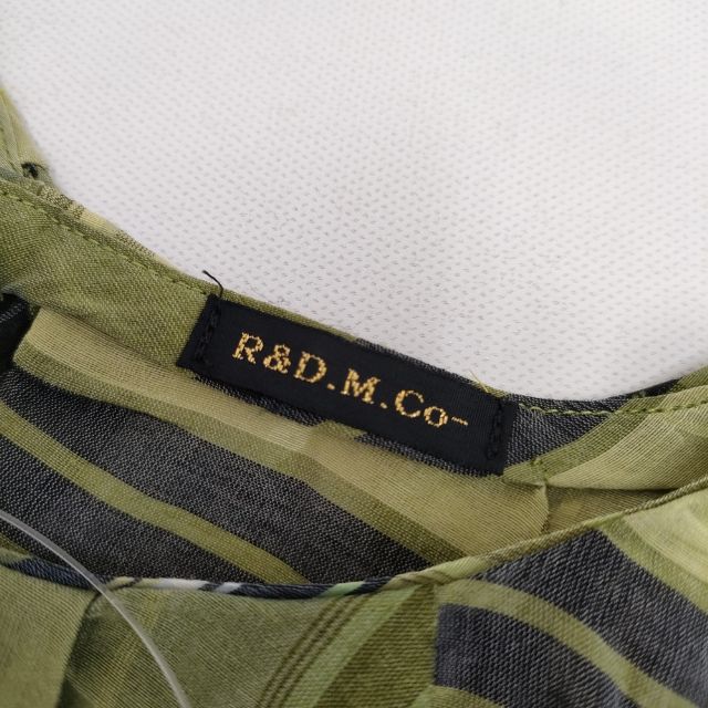 R&amp;D.M.Co- ラミー シルク チェック ノースリーブ ブラウス シャツ グリーン ライトグリーン レディース オールドマンズテーラー【中古】5-0724S∞_2