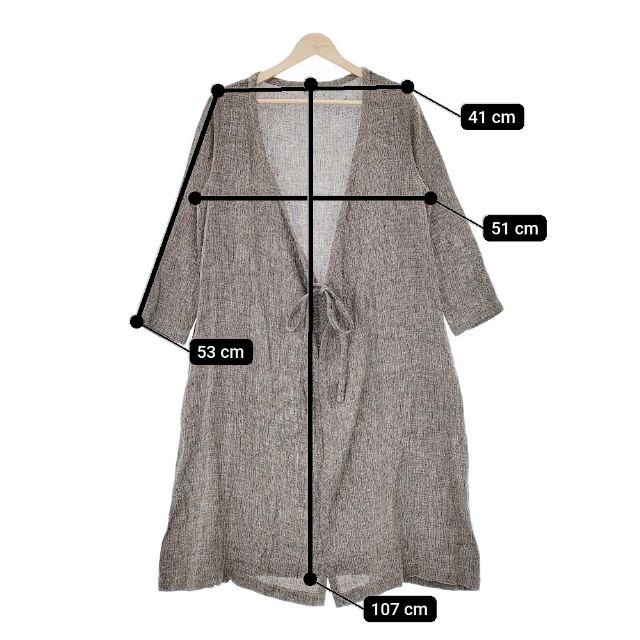 R&D.M.Co- リネンタイローブ 羽織 コート グレー レディース オールドマンズテーラー【中古】5-0301M∞ R&D.M.Co- リネンタイローブ 羽織 コート グレー レディース オールド