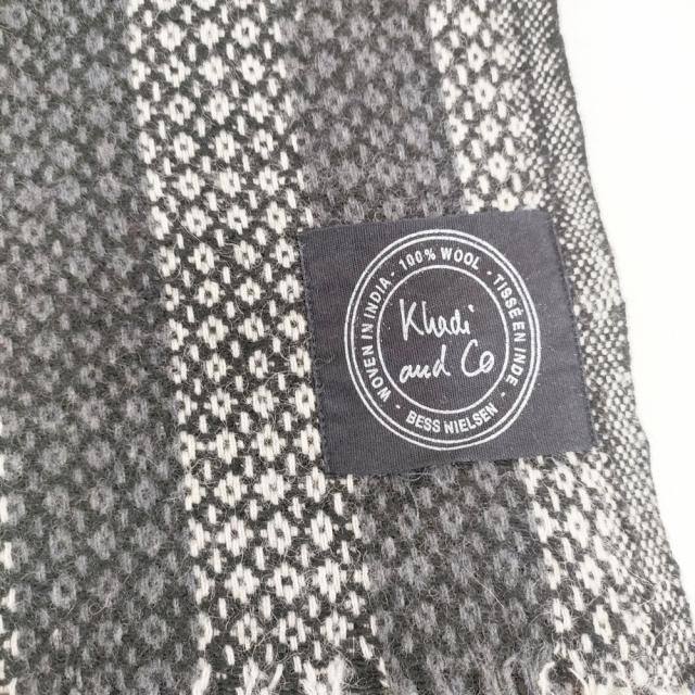 Khadi and Co 大判ストール インド製 ウール ブランケット ブラック グレー レディース カディ アンド コー【中古】5-1128T◎