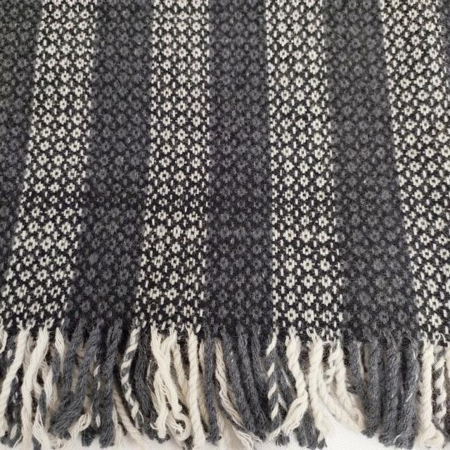 Khadi and Co 大判ストール インド製 ウール ブランケット ブラック グレー レディース カディ アンド コー【中古】5-1128T◎