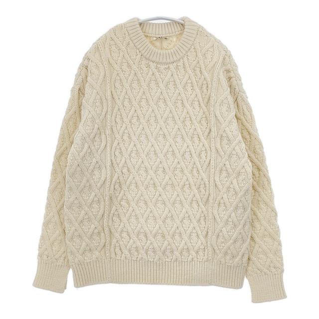 AURALEE HARDTWIST アランニット 09AP03FM サイズ0 クルーネック ケーブル セーター ニット キナリ レディース オーラリー【中古】5-1128T♪