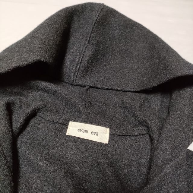 evam eva press wool hooded coat 定価44000円 E193K045 フード付き コート チャコールグレー レディース エヴァムエヴァ【中古】4-0120T∞_2