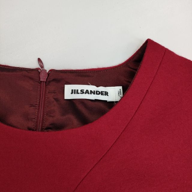 JIL SANDER 切替 フレア ウールドレス イタリア製 ワンピース レッド レディース ジルサンダー【中古】5-1020T∞_2