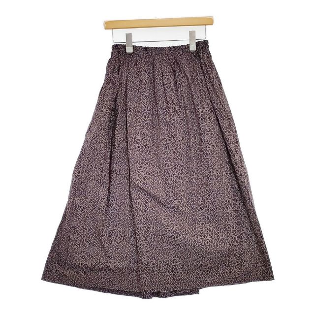 homspun キャラコ小花プリント ギャザースカート 定価26400円 231-4503 ロングスカート パープル オレンジ レディース ホームスパン【中古】5-1124M∞