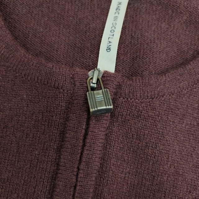 HERMES スコットランド製 カーディガン HERMES カシミヤ カデナジップアップ スコットランド製 ニット